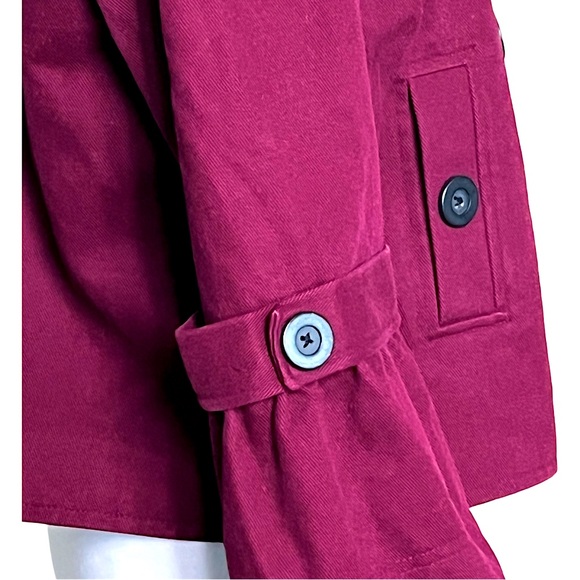 MIX IT Cropped Cotton Double Breasted Jacket Burgundy Size M Women’s EUC - Picture 6 of 9